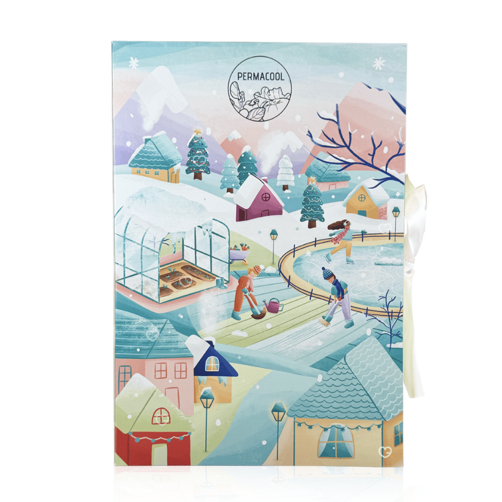 Calendrier de l’Avent Permacool 2025 avec 24 surprises de jardinage durable : graines bio, outils écoresponsables et création artisanals pour adulte femme ou homme écolo.