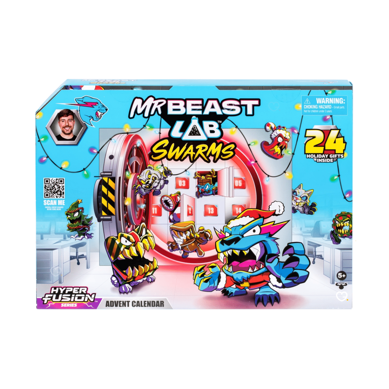 Calendrier de l’Avent MrBeast Lab Swarms 2025 avec 24 surprises ludiques dont micro-créatures, autocollants et capsules de hyper fusion pour enfants et fans de jouets.