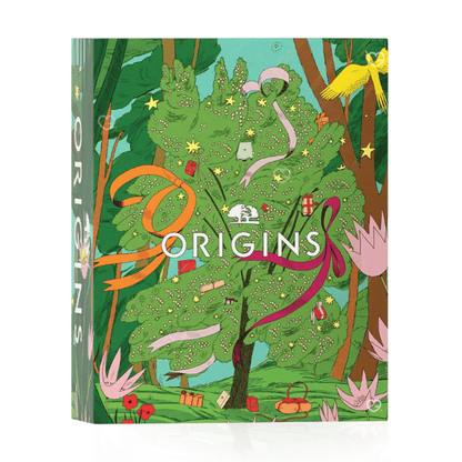 Calendrier de l’Avent Origins 2025 renfermant 24 produits beauté naturels : soins visage et corps pour femme en recherche de bien-être naturel.