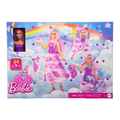 Calendrier de l’Avent Barbie Sirène 2025 avec 24 surprises : poupée, animaux féeriques et accessoires magiques pour fille fan de Barbie ou poupée.
