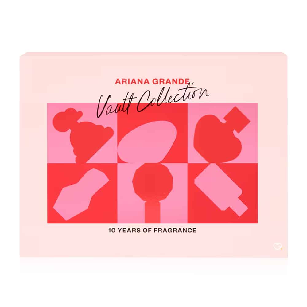 coffret luxe rose calendrier de l'avent Ariana Grande 2024 avec 12 parfums iconiques de la marque