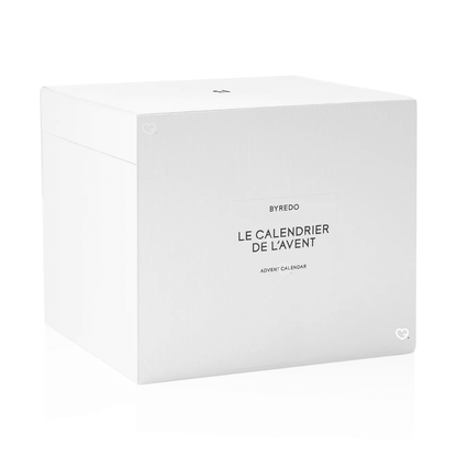 Calendrier de l’Avent Byredo 2025 édition luxe avec 24 mini parfums, bougies, soins et accessoires, idéal cadeau beauté premium femme