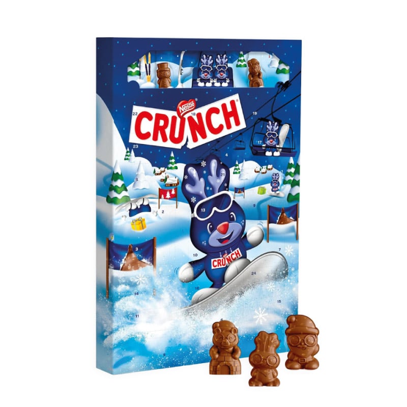 Calendrier de l'avent chocolat crunch 2025 avec 24 figurines chocolatées et céréales