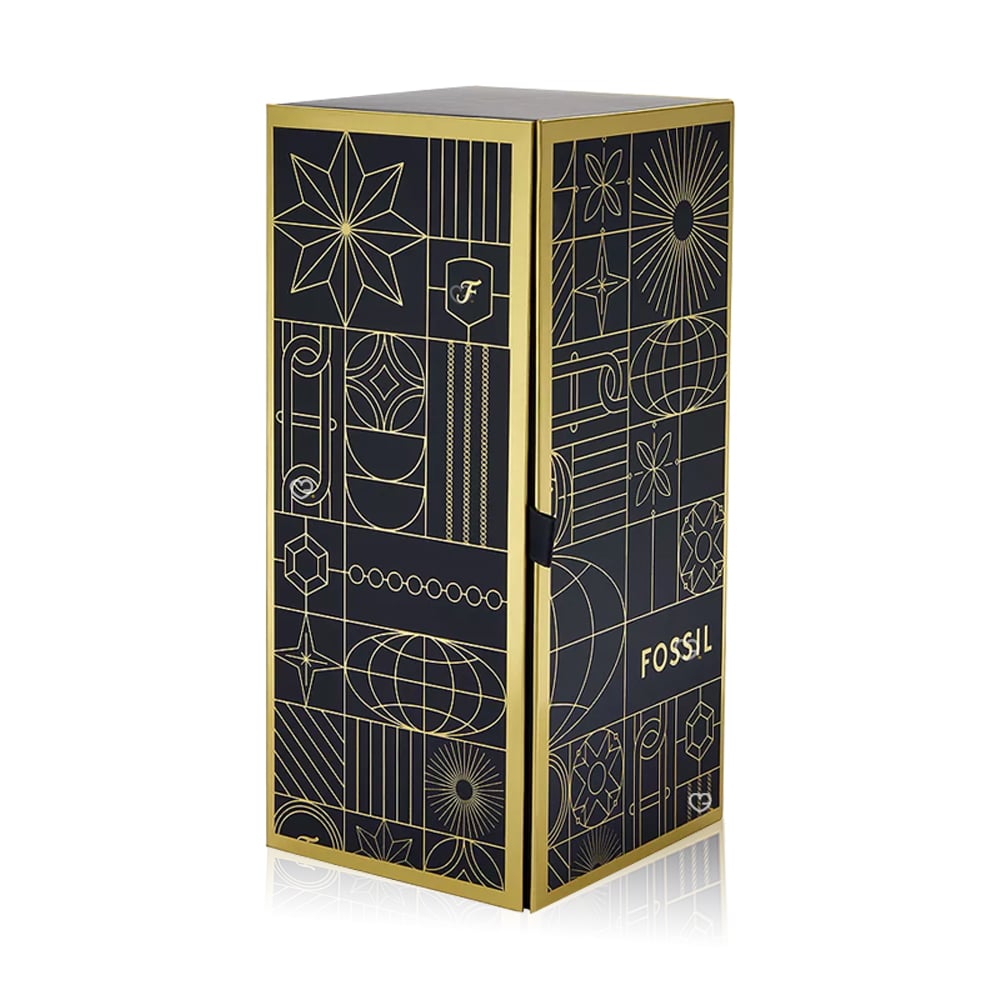 coffret luxueux calendrier de l'avent fossil 2024 contenant 12 bijoux bracelet; collier; boucles d'oreilles