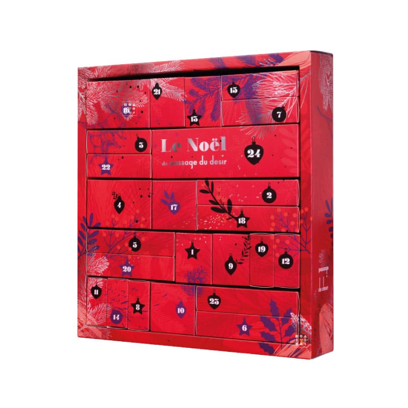 Coffret coquin classique rouge calendrier de l'avent passage du desir 2023 contenant objets et accessoires erotique adulte couple femme homme