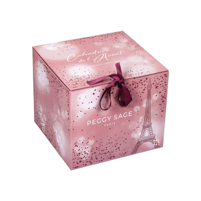 coffret beauté cube rose dessin tour eiffel calendrier de l'avent peggy sage 2023 contenant soins beauté, maquillage et vernis