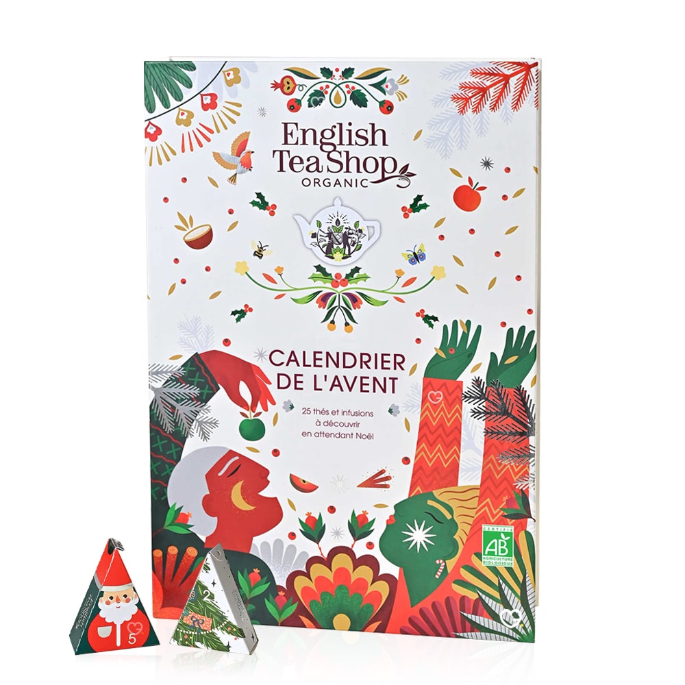 Coffret sapin Calendrier de l'avent english tea shop 2024 contenant 25 sachets de thé et infusions bio