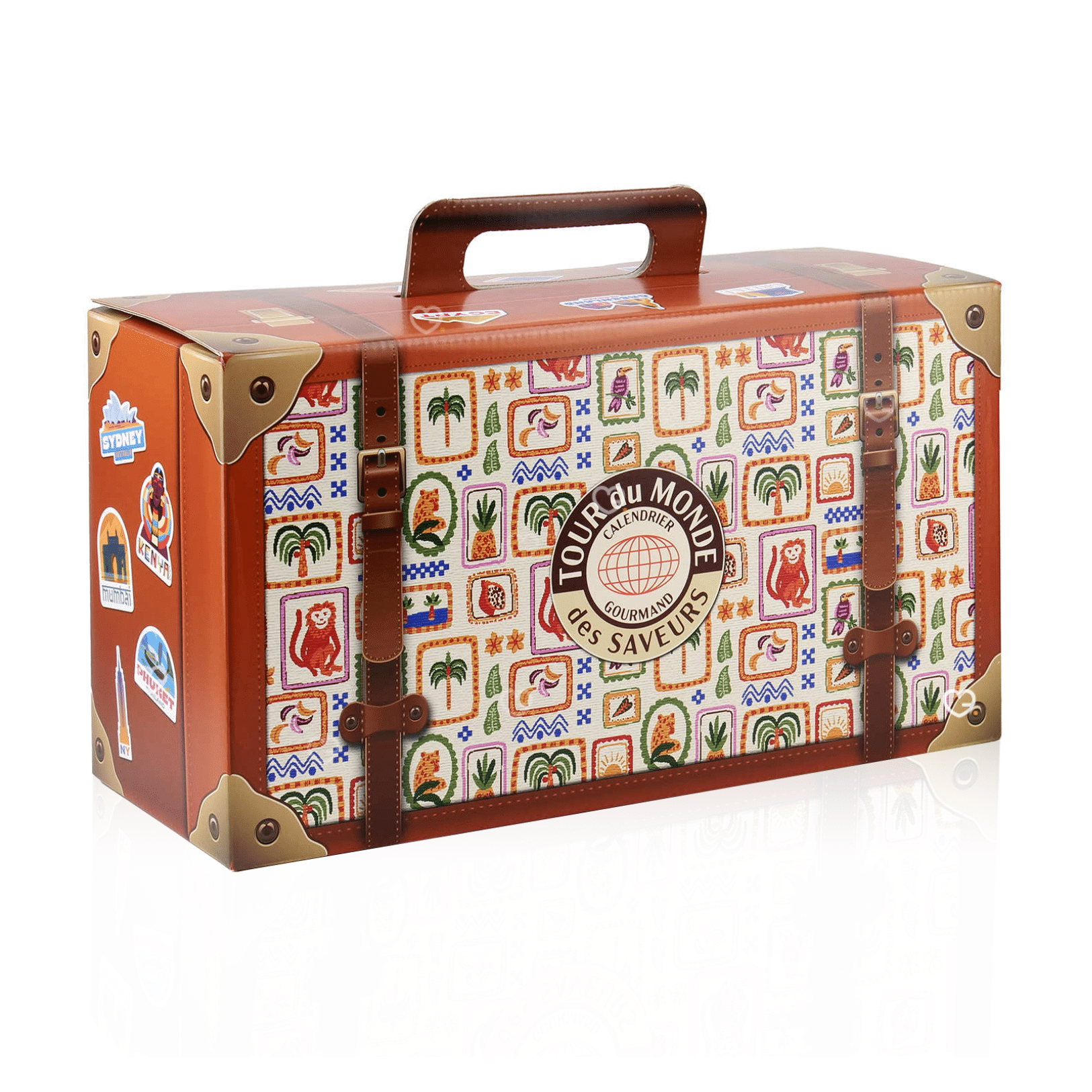 Calendrier de l’Avent Tour du Monde des Saveurs 2025 en valisette gourmande, 24 surprises sucrées et salées pour adulte, couple, femme ou homme curieux de gastronomie.